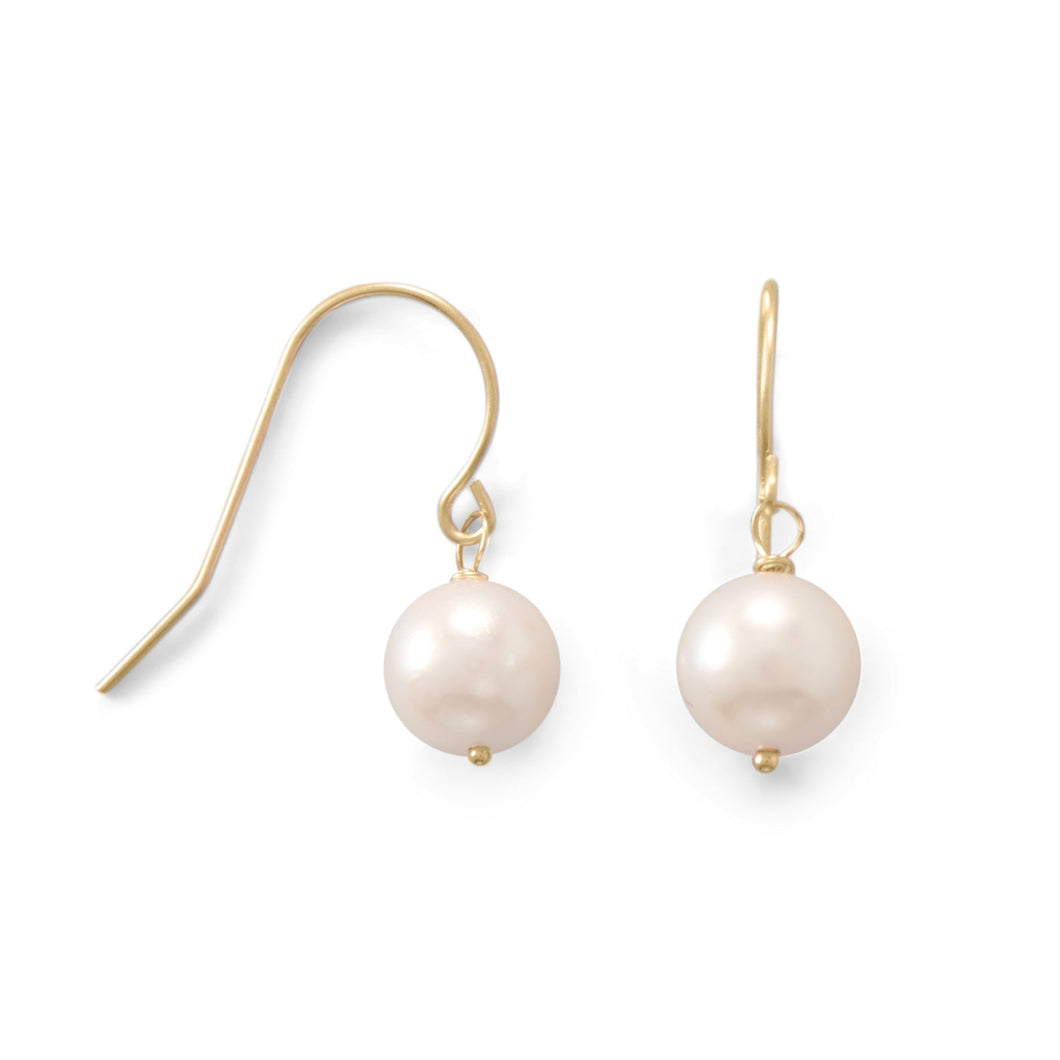 14 Karat Gold 7mm Cultured Akoya Pearl French Wire Earrings