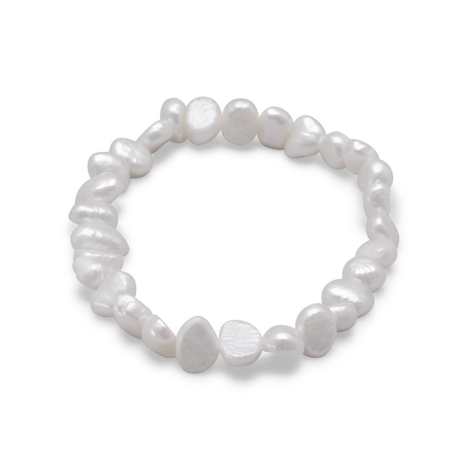 White Cultured Freshwater Pearl Stretch Bracelet