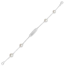 7" White Cultured Freshwater Pearl ID Bracelet