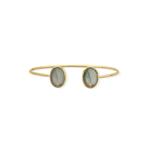 14 Karat Gold Plated Labradorite Cuff Bracelet