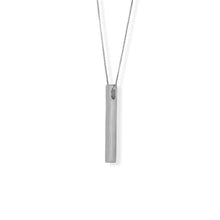 Four Sided Rhodium Plated Vertical Bar Drop Necklace