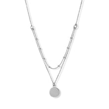 16"/18" + 2" Rhodium Plated 2 Row Engravable Disk Necklace