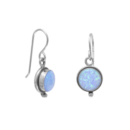 Synthetic Blue Opal French Wire Earrings