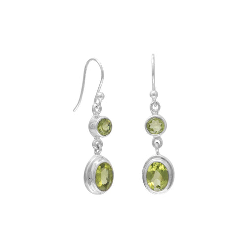 Round & Oval Peridot Polished Earrings on French Wire