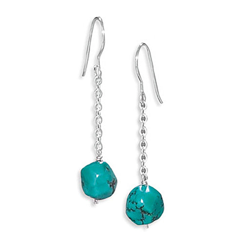Reconstituted Turquoise Drop Earrings on French Wire
