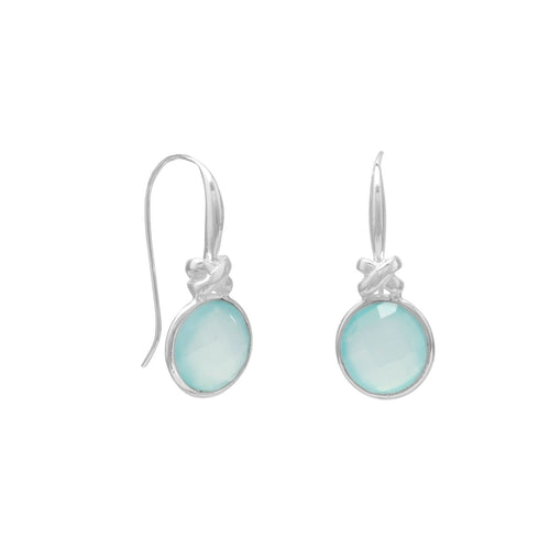 Faceted Sea Green Chalcedony Earrings with 