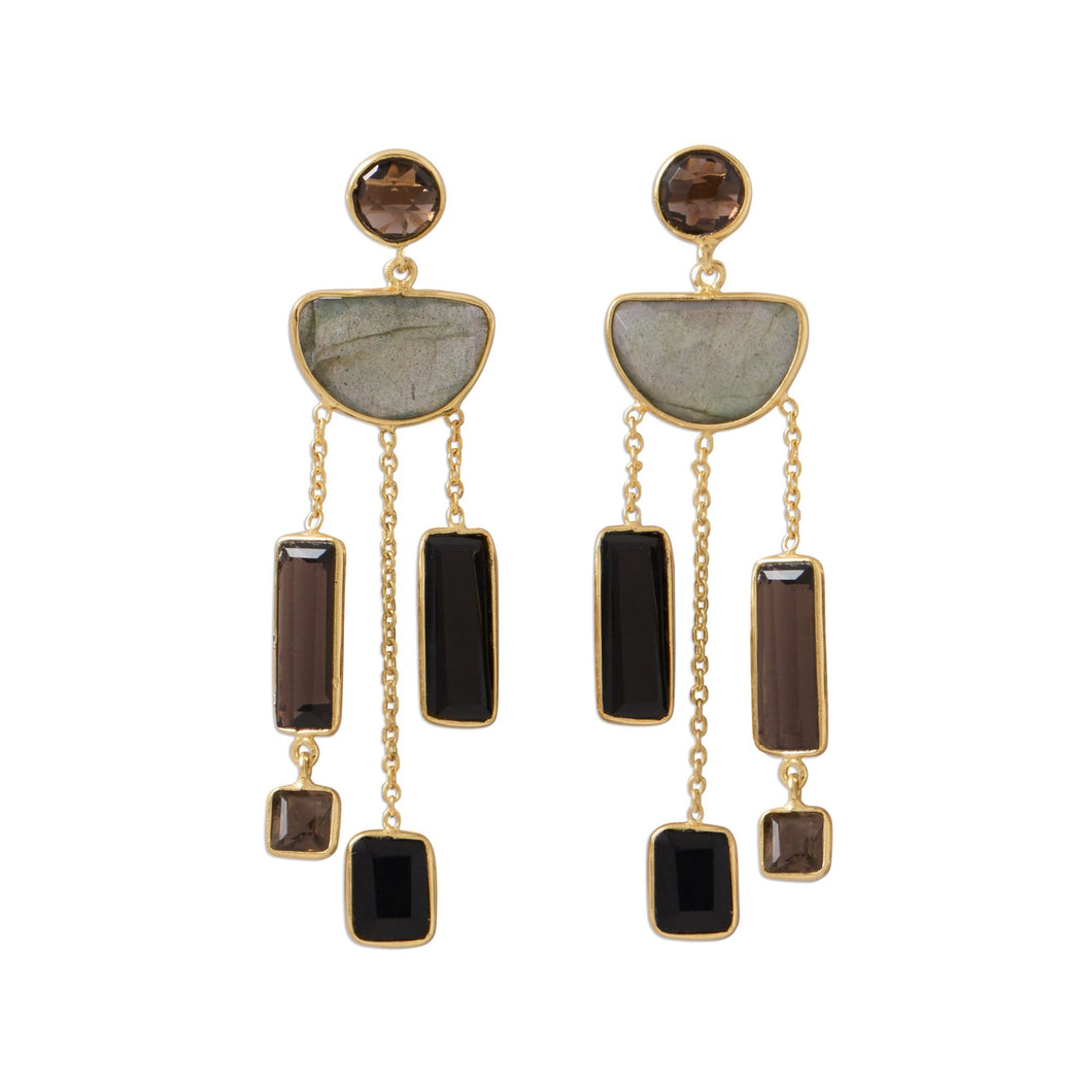14 Karat Gold Plated Multi Stone Post Earrings