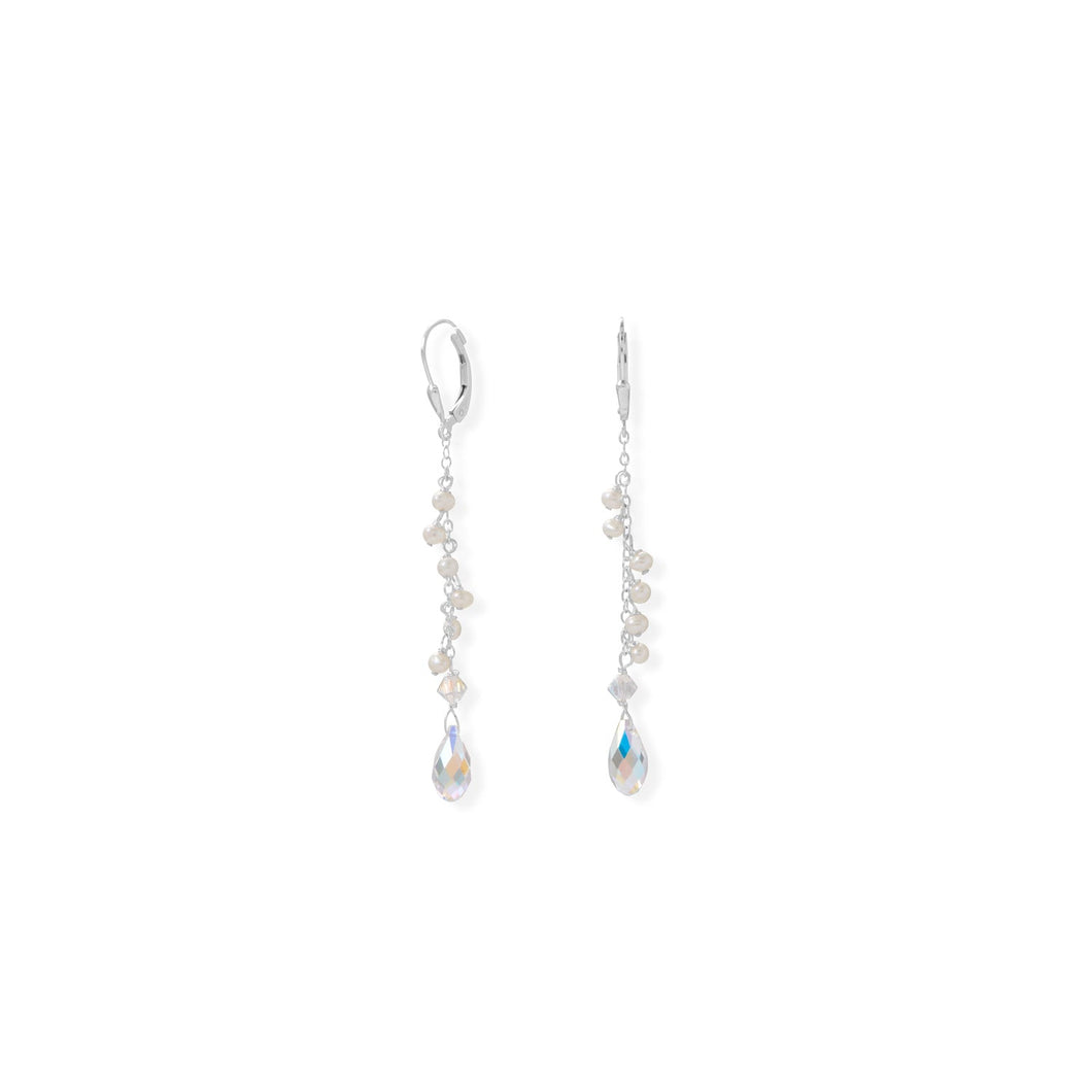 Swarovski Crystal and Cultured Freshwater Pearl Earrings