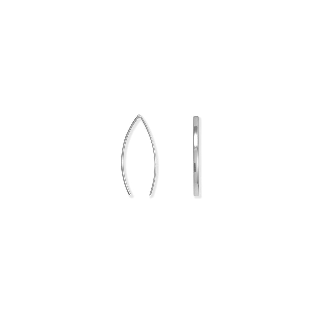 Rhodium Plated Flat Long Wire Earrings