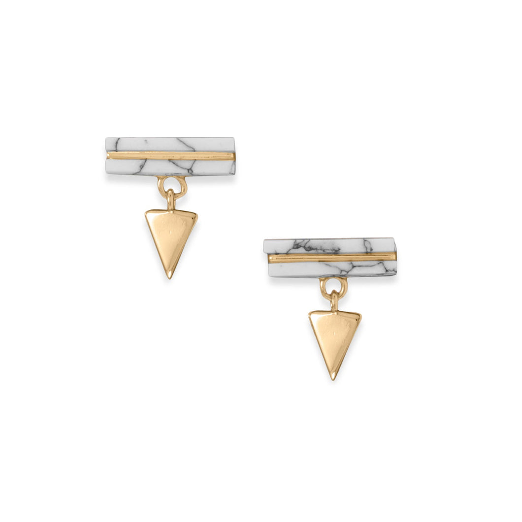 14 Karat Gold Plated Geometric Howlite Earrings