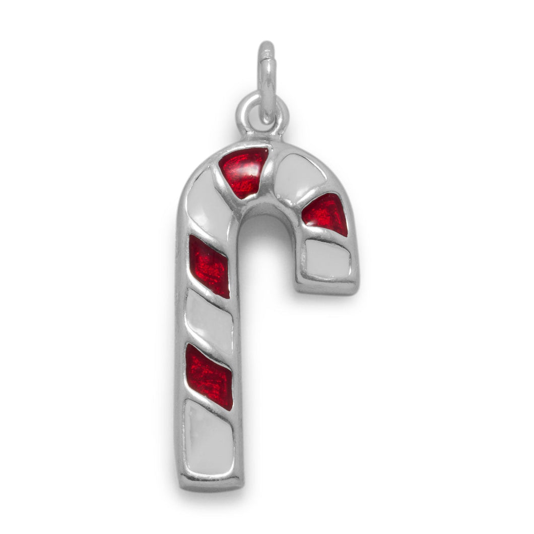 Red and White Enamel Candy Cane Charm