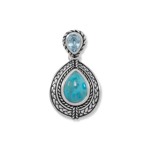 Blue Topaz and Turquoise Pendant