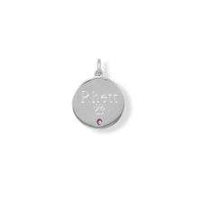 Engravable Rhodium Plated CZ Pendant - October Birthstone