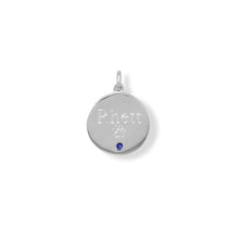 Engravable Rhodium Plated CZ Pendant - September Birthstone