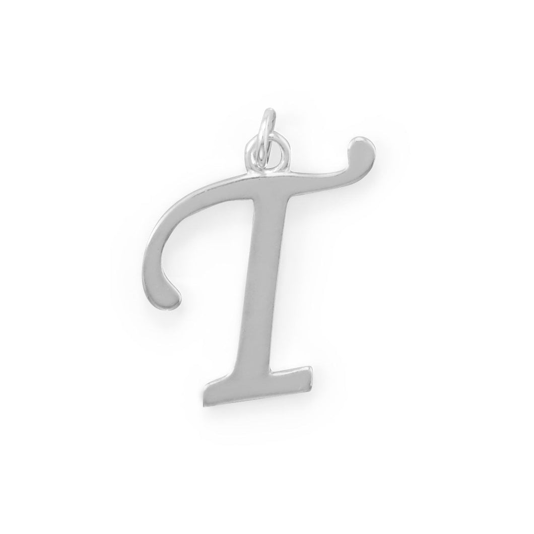 Polished Letter T Initial Pendant