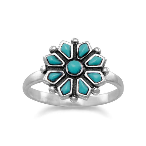 Reconstituted Turquoise Flower Ring