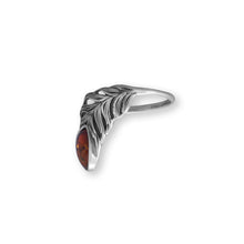 Oxidized Amber Feather Ring