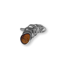 Oxidized Amber Feather Ring