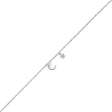 "My Moon and Stars" Rhodium Plated Anklet