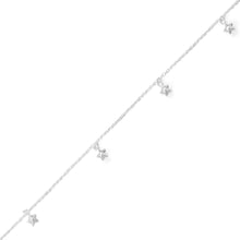 9"+1" Polished 5 Star Charm Anklet