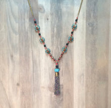 Antique Brass, Turquoise and Mountain Jade Necklace