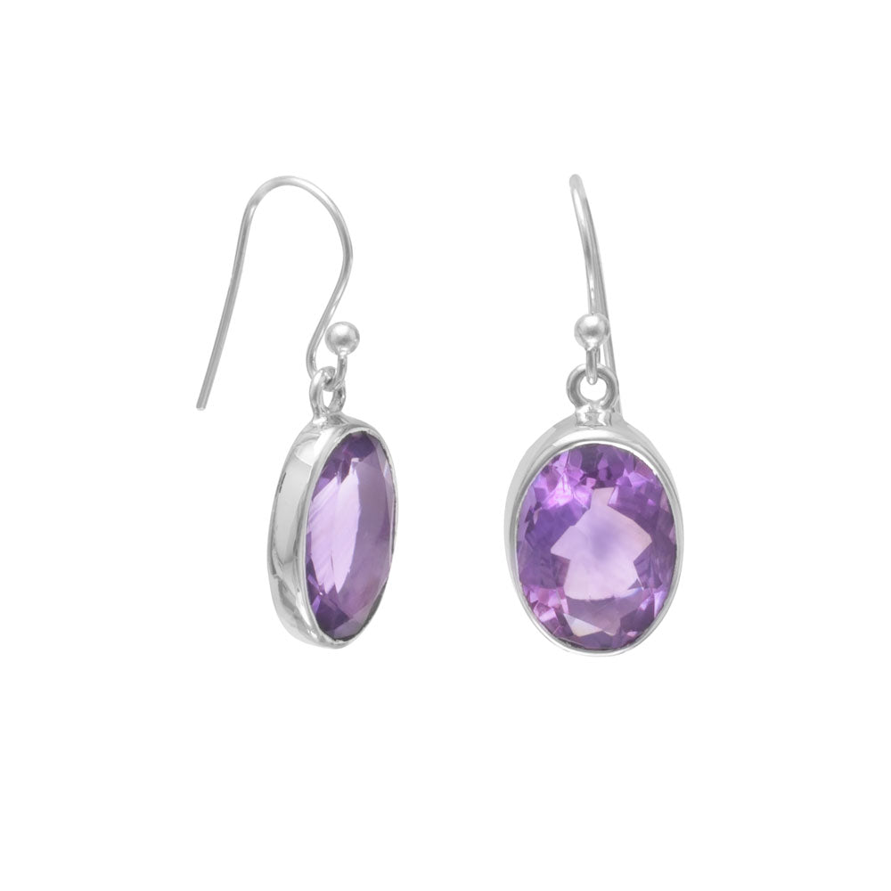 Faceted Amethyst French Wire Earrings