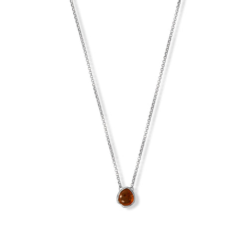 Hammered Edge Pear Amber Necklace