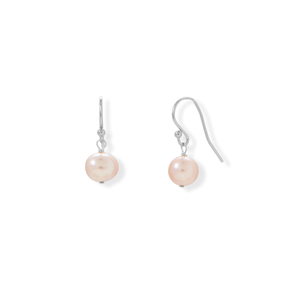 8mm Cultured Freshwater Potato Pearl French Wire Earrings