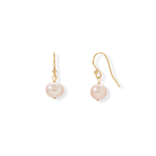 Gold Filled 8mm Cultured Freshwater Potato Pearl French Wire Earrings