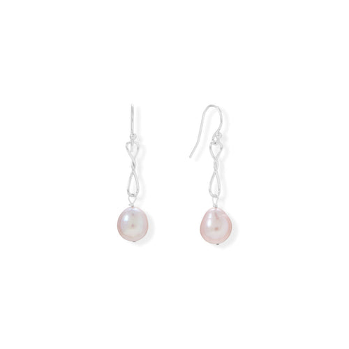 9-10mm Natural Color Cultured Freshwater Rice Pearl Earrings