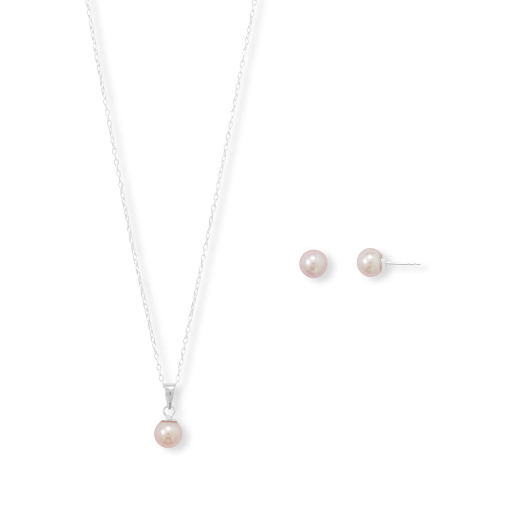 6.5mm Natural Color Cultured Freshwater Pearl Necklace and Earrings Set