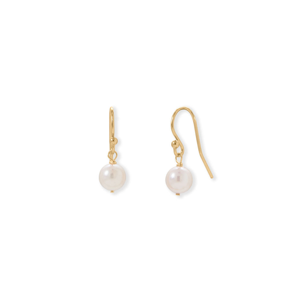 Gold Filled 6mm AAA Akoya Pearl French Wire Earrings