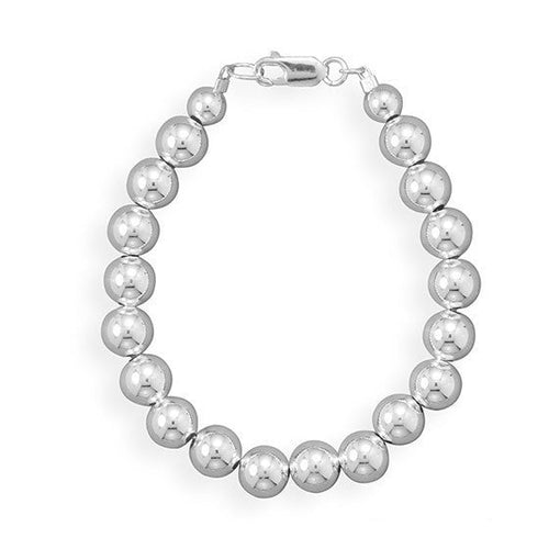 8mm Sterling Silver Bead Strand